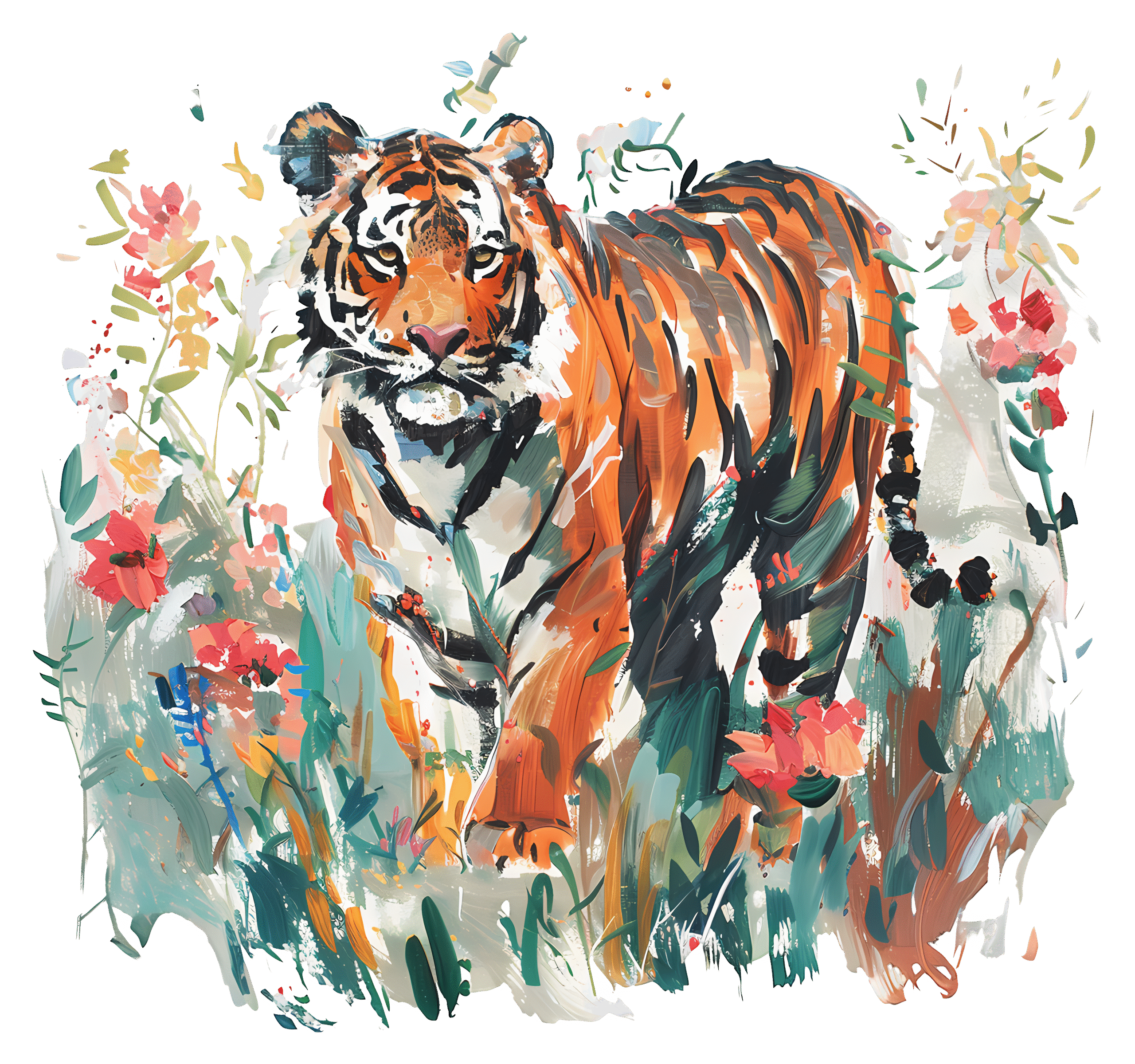 "Tiger in Kanha National Park with Kanha Forest Resort located nearby"